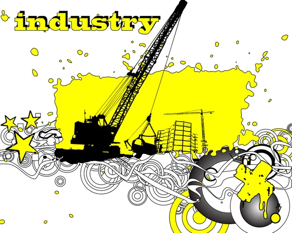 stock vector Silhouette of the elevating crane