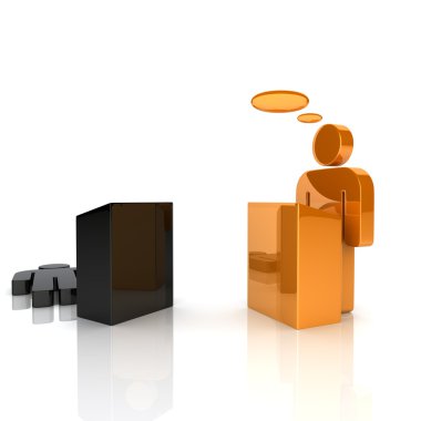 Illustration of debate with orange and black guys clipart