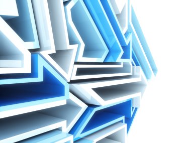 Abstract sport geometrical background with blue and white arrows clipart