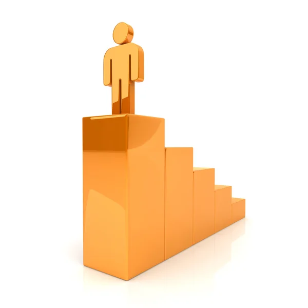 Illustration Eines Geschäftsmannes Auf Orangefarbenen Stufen — Stockfoto