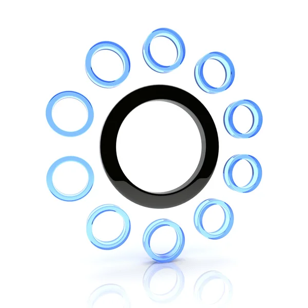 Illustratie Van Ontwerpelement Met Glas Zwarte Cirkels — Stockfoto