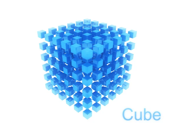 Abstracte blauwe kubus — Stok fotoğraf