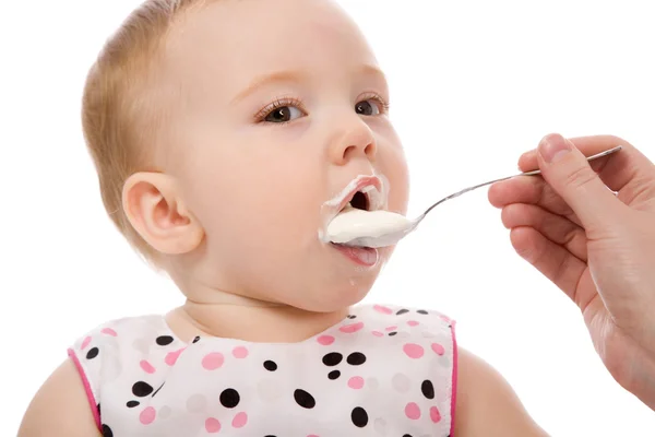 Girl with spoon — Stock Photo, Image