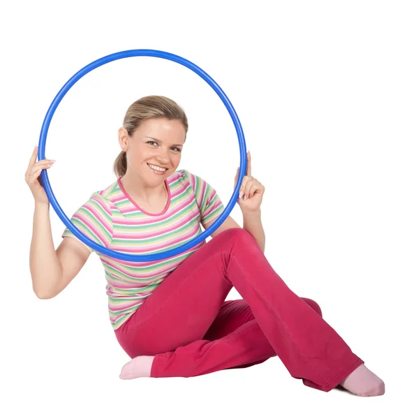 Femme avec hula hoop — Photo
