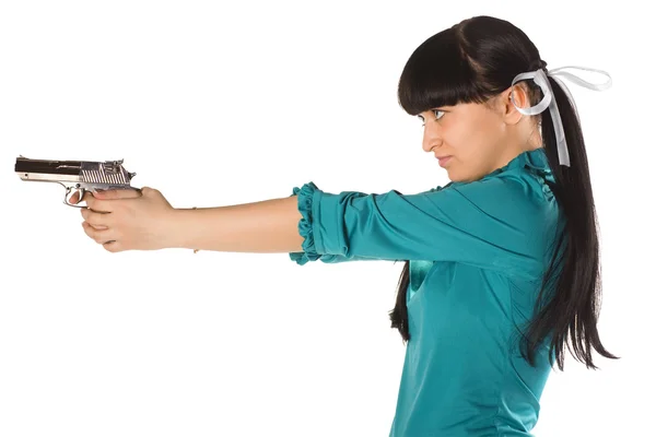 Kézi pisztollyal nő — Stock Fotó