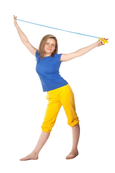 Mujer con saltar la cuerda — Foto de Stock