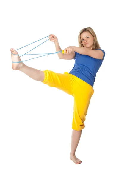Femme avec corde à sauter — Photo