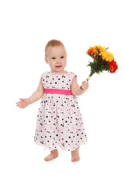 Baby with flowers — Stock Photo, Image