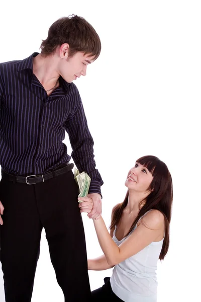 Elderly Man with Gold-digger Companion or Wife Stock Image - Image