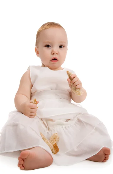 Unga Skönheten Baby Isolerade Vit Bakgrund — Stockfoto