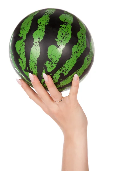 Hand Holing Watermelon Isolated White — Stock Photo, Image