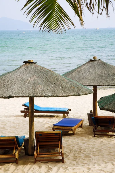 South Beach Umbrellas Sea Background — Stock Photo, Image