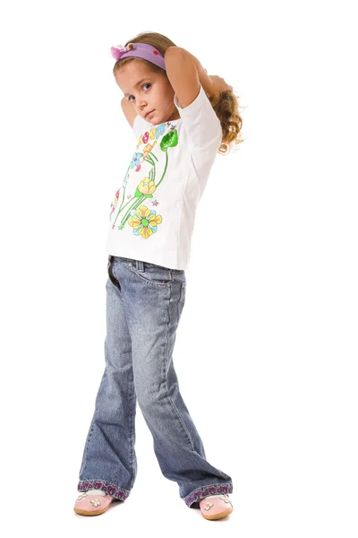 Young Girl Posing White Background — Stock Photo, Image