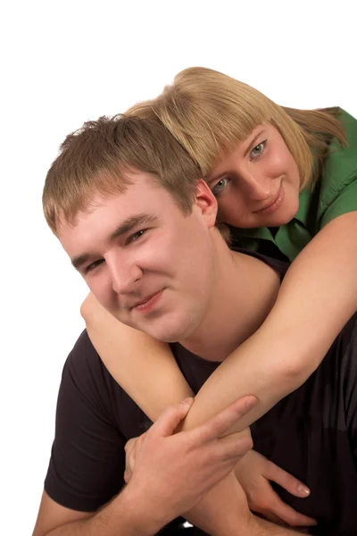 Szczęśliwa Para Młody Białym Tle — Zdjęcie stockowe