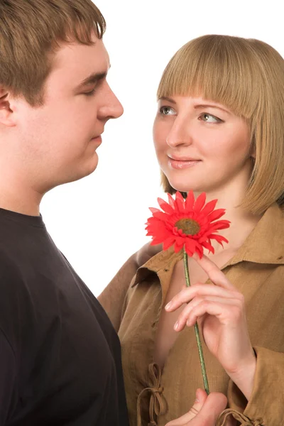 Casal com flor — Fotografia de Stock