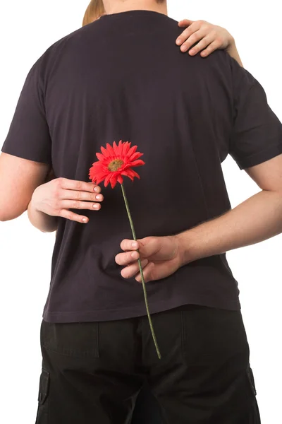 Couple with flower — Stock Photo, Image