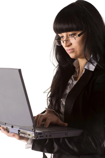 Femme avec ordinateur portable — Photo
