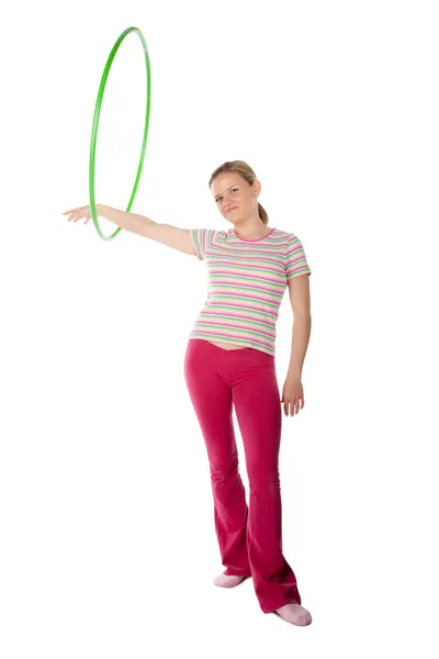 Mulher com hula hoop — Fotografia de Stock