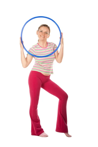 Mujer con hula hoop — Foto de Stock