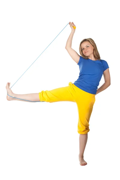 Mujer con saltar la cuerda Imagen De Stock