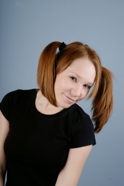 Young beautiful woman with pigtail clipart