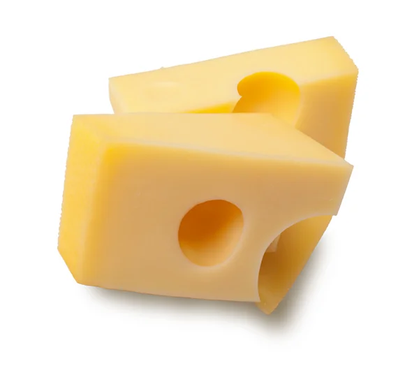 马斯丹奶酪是享誉世界 在白色的隔离 与大孔奶酪 — 图库照片