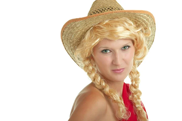 Csinos lány kalapban — Stock Fotó