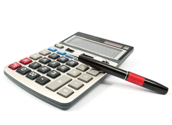 Miniräknare och en penna — Stockfoto