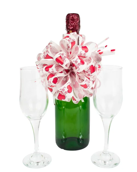 Sklenice na šampaňské a víno — Stock fotografie