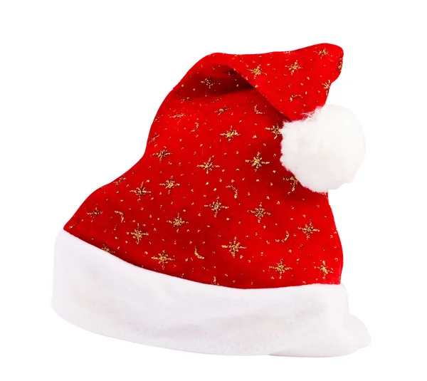 Шапка Санта Клауса Белом Фоне — стоковое фото
