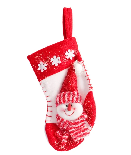 Hanging Christmas Stocking Een Witte Achtergrond — Stockfoto