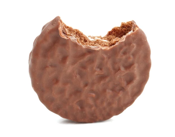 Biscoitos Com Esmalte Chocolate Fundo Branco — Fotografia de Stock