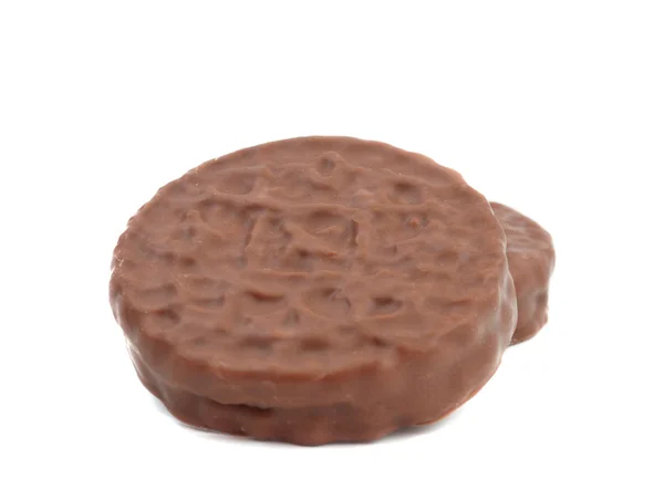 Cookie Csokoládé Mázzal Fehér Alapon — Stock Fotó