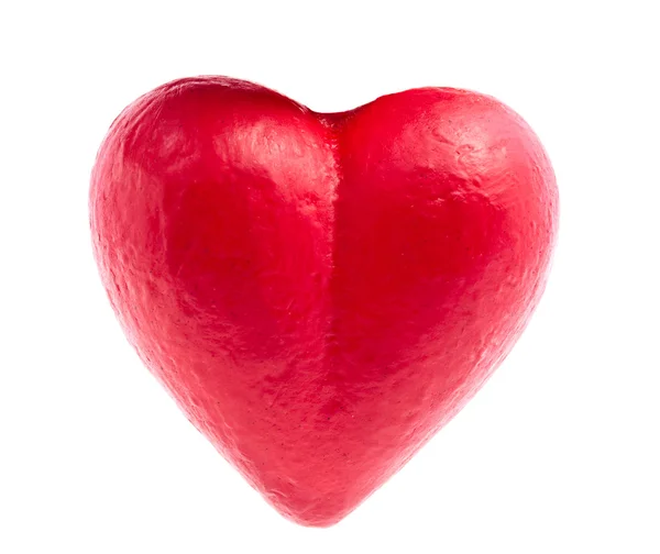 Corazón Rojo Mano Sobre Fondo Blanco — Foto de Stock