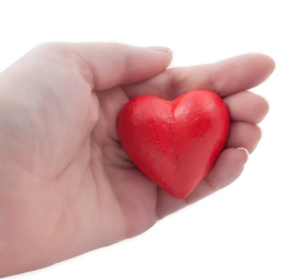 Rött hjärta i min hand — Stockfoto