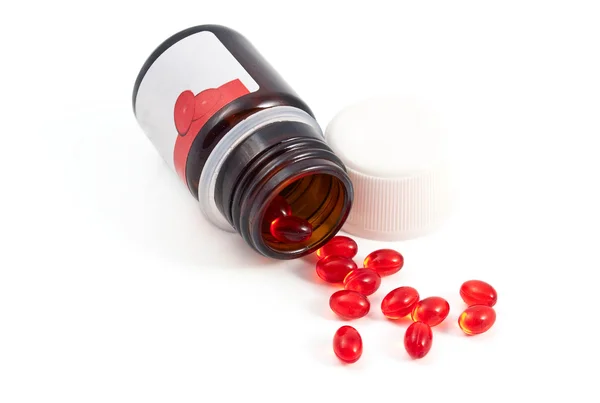 Vitamínové tablety s lahví — Stock fotografie