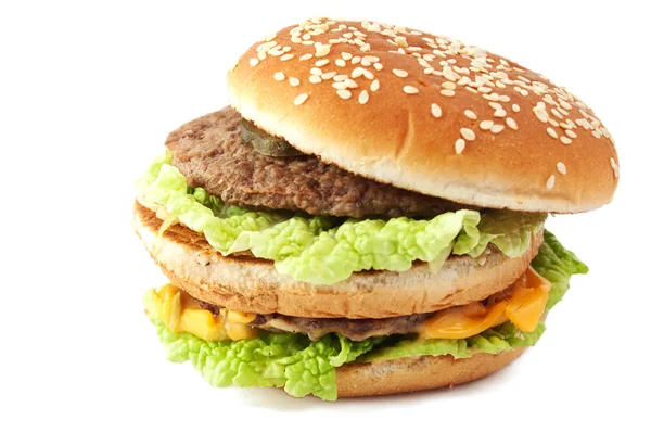 Cheeseburger Een Witte Achtergrond — Stockfoto