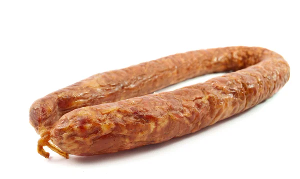 Räucherwurst Auf Weißem Hintergrund — Stockfoto