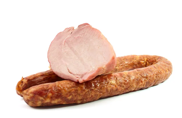 Salsicha e carne fumada — Fotografia de Stock
