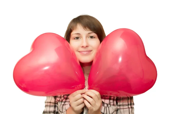 Girl with balloon in the form of heart — Stock Photo, Image
