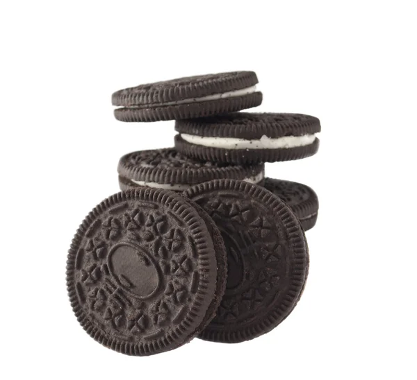 Choklad Cookies Vit Bakgrund — Stockfoto