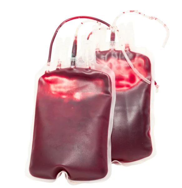 白い背景の上の血液バッグ — ストック写真