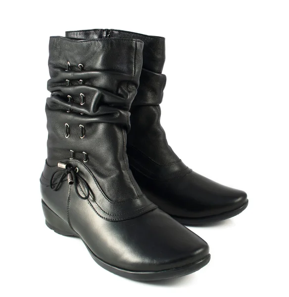 Černé dámské boty — Stock fotografie