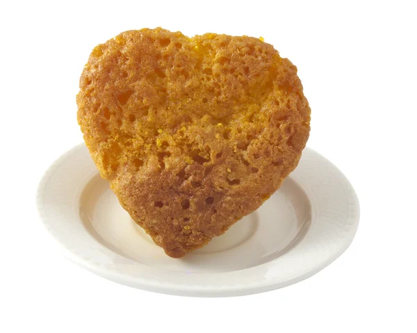 Muffins Dans Coeur Sur Fond Blanc — Photo