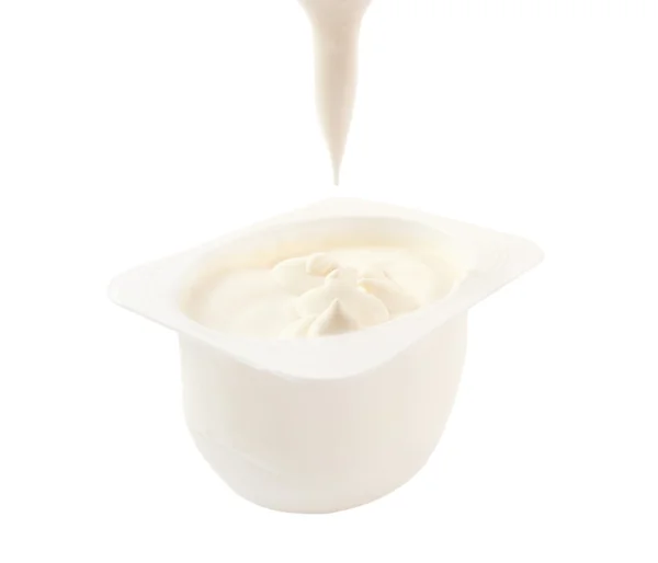 Jogurt Bílém Pozadí — Stock fotografie