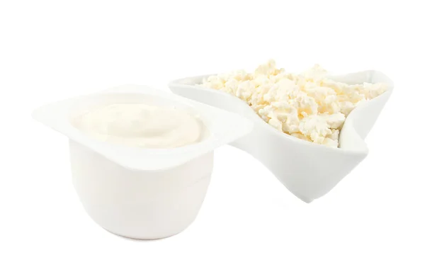 Yogurt and cottage cheese — Stock Photo, Image