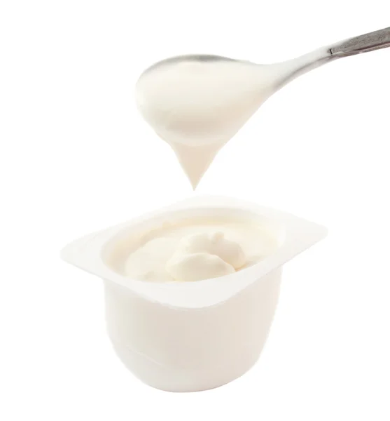 Yoghurt Vit Bakgrund — Stockfoto