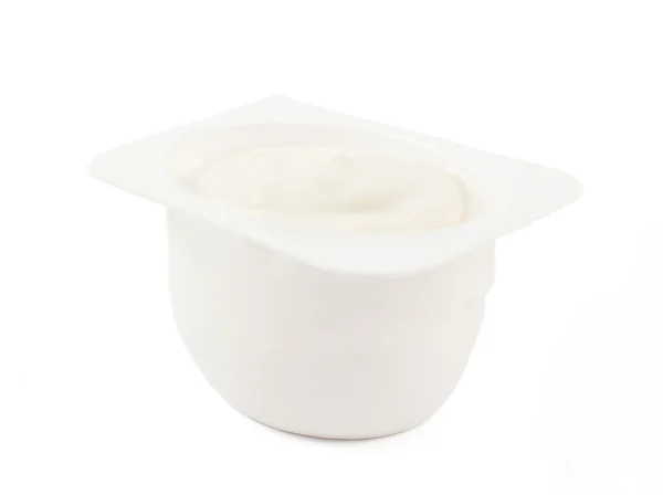 Jogurt Bílém Pozadí — Stock fotografie