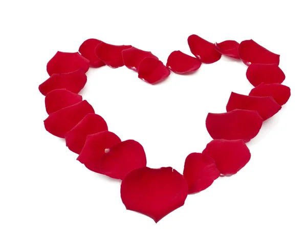 O coração de pétalas de rosa vermelha — Fotografia de Stock