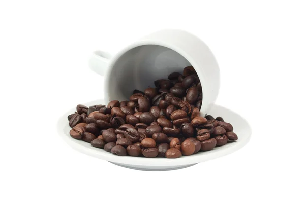 Kaffeebohnen mit einer Tasse — Stockfoto